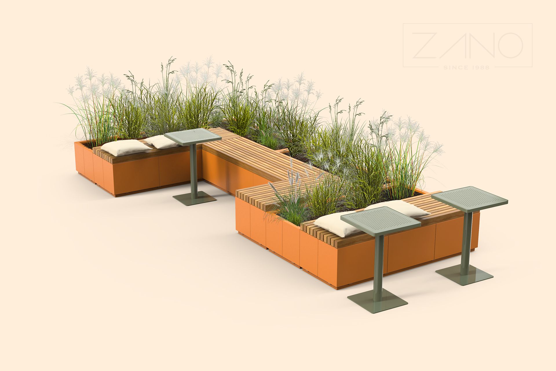 Benches and planters for company equipment