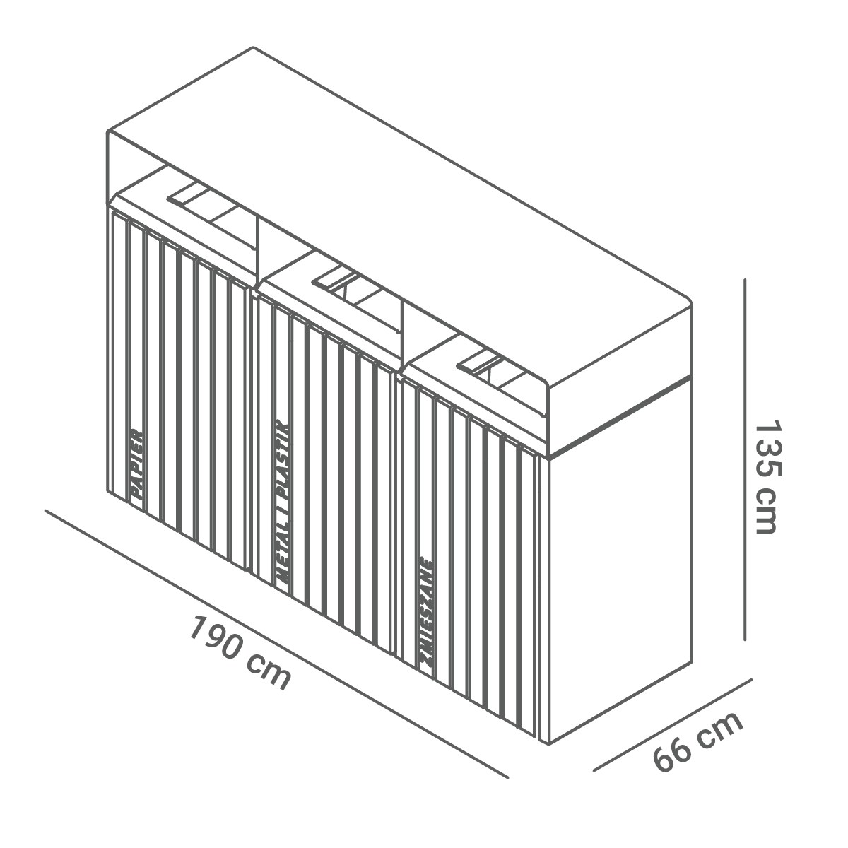 Quadro recycling bin 15.076.1 - dimensions