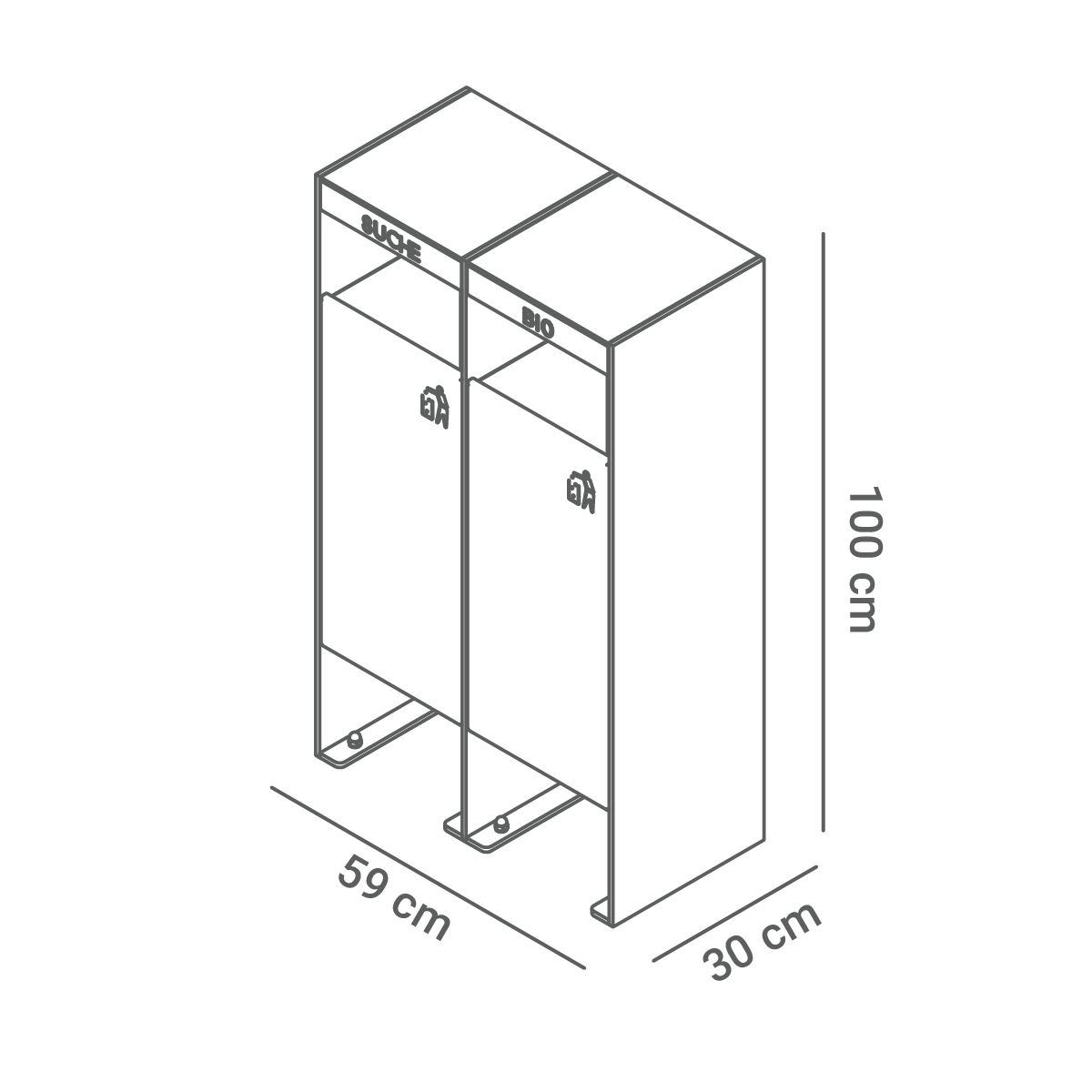 Waste separation basket 15.261 - dimensions